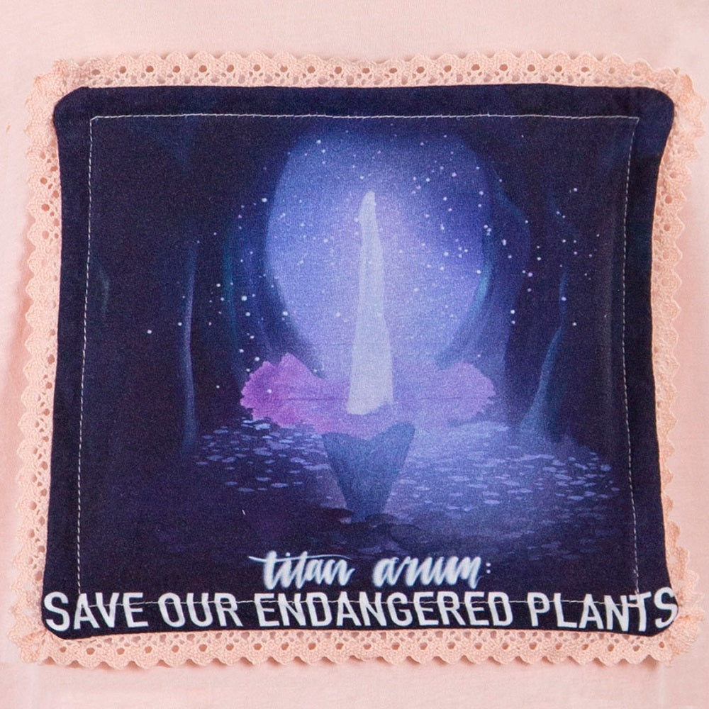 Save the Endangered Plants-Changeable Printed Plants Patches, 7pcs, Only Patches, Pink